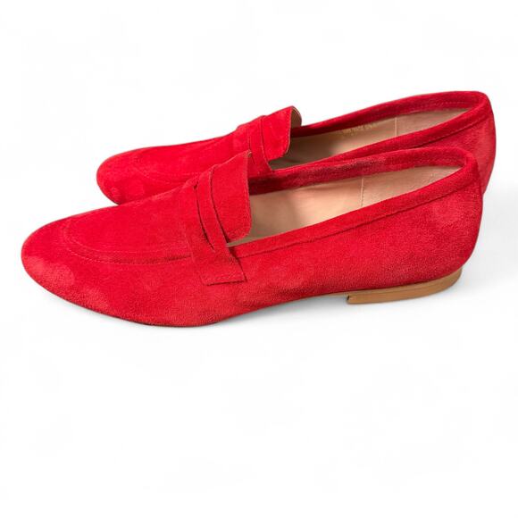 RICCARDO BOCCIA Women's Italian Leather Red Suede Slip On Loafers, Size 41/10.5 - Picture 4 of 6